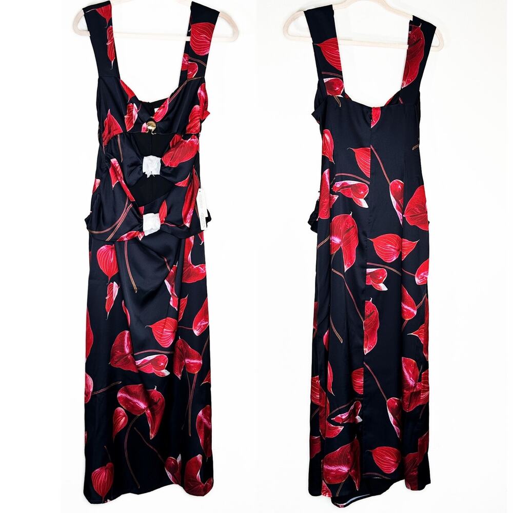 NWT Anthropologie Wolf Gang Merci Sleeveless Noir Anthurium Cutout Maxi Dress XL - Picture 4 of 15